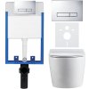 CERANO - Kompletní podomítkový WC set Lite/Felci - bílá lesklá - WC tlačítko Slim, chrom - k zazdění - 52,5x36 cm