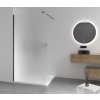 CERANO - Sprchová zástěna Walk-in Onyx Round L/P - 8 mm - kulatá vzpěra - černá matná, mléčné sklo - 90x200 cm