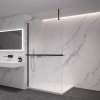 CERANO - Sprchová zástěna Walk-in Onyx Top Cube L/P - 8 mm - hranatá vzpěra + polička/držák na ručníky - černá matná, rýhované sklo - 50x200 cm