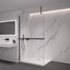 CERANO - Sprchová zástěna Walk-in Onyx Top Cube L/P - 8 mm - hranatá vzpěra + polička/držák na ručníky - černá matná, transparentní sklo - 40x200 cm