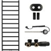 CERANO - Koupelnový radiátorový set  Pyrodes - kombinované výtápění, wifi tyč - středové připojení 50 mm - 683W - černá matná - 1520x530 mm