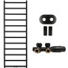 CERANO - Koupelnový radiátorový set  Pyrodes - ústřední vytápění - středové připojení 50 mm - 683W - černá matná - 1520x530 mm