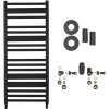 CERANO - Koupelnový radiátorový set Enrico - ústřední vytápění - boční připojení - 559W - černá matná - 1210x550 mm