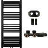 663823 4 cerano koupelnovy radiatorovy set franko ustredni vytapeni stredove pripojeni 50 mm 392w cerna matna 1200x500 mm