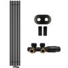 CERANO - Koupelnový radiátorový set Pyricus - ústřední vytápění - středové připojení 50 mm - 643W - černá matná - 1600x290 mm