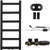 CERANO - Koupelnový radiátorový set Pyrodeus - kombinované výtápění, termo tyč - středové připojení 50 mm - černá matná - 730x300 mm
