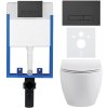 CERANO - Kompletní podomítkový WC set Lite/Dure - bílá lesklá - WC tlačítko Slim, černé matné - k zazdění - 51x35 cm