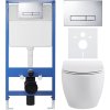 CERANO - Kompletní podomítkový WC set Dure - bílá lesklá - WC tlačítko Slim, chrom - předstěnová instalace - 51x35 cm