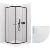 CERANO – Sprchový kout Orso L/P 6 mm - R550 - černá matná + CERANO - Sprchová vanička Quarto - R550 - strukturovaná bílá matná - 80x80 cm
