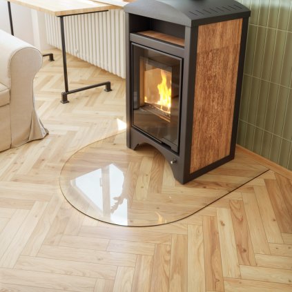 Sklo pod kamna - FLAMINGO Oblouk 1000x1200 mm / R500 / 6 mm