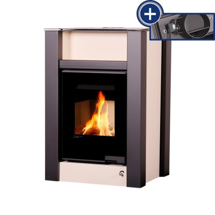 Krbová kamna AQUAFLAM VARIO ® LEND 11/7kW krémová, elektronická regulace