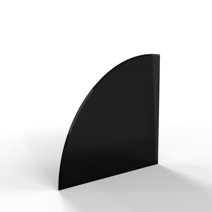 Sklo pod kamna - FLAMINGO Výseč 1000x1000 mm, černé, fazeta / 6 mm