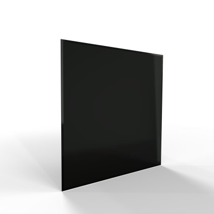 Sklo pod kamna - FLAMINGO Čtverec 1000x1000 mm, černé, fazeta / 6 mm