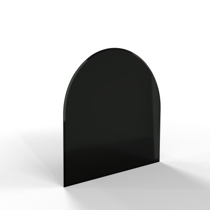 Sklo pod kamna - FLAMINGO Oblouk 1000x1000 mm, černé, fazeta / R500 / 6 mm