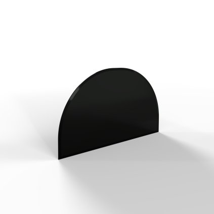Sklo pod kamna - FLAMINGO Oblouk 700x450 mm, černé, fazeta / R350 / 6 mm
