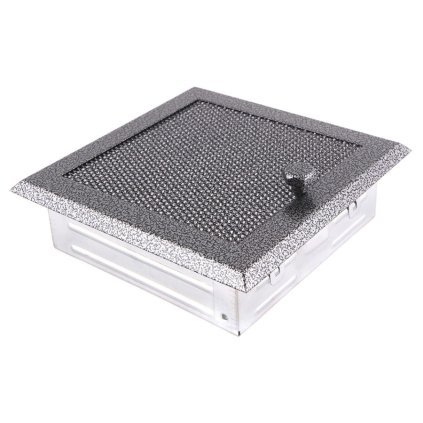 Krbová mřížka 16x16 cm, PREMIUM staré stříbro s žaluzií