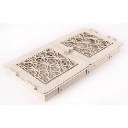 Krbová mřížka PREMIUM STYL 21x43 cm, bílá - antik s žaluzií
