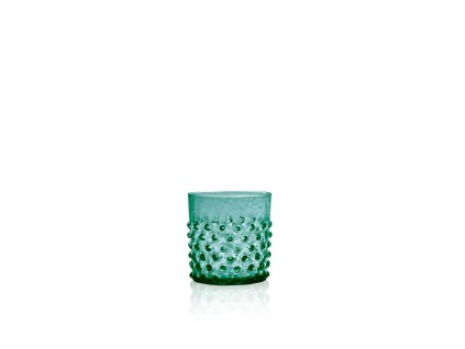 KLIMCHI Iridescent Aquamarine Hobnail Whiskey Glass