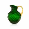 6543 dark green hobnail large jug 2l with shiny gold handle