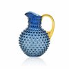6555 underlay blue smoke hobnail large jug 2l with shiny gold handle