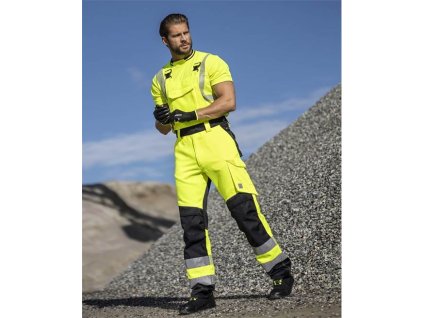 Reflexní kalhoty s laclem ARDON®SIGNAL+ zkrácené žluto-černá - DOPRODEJ