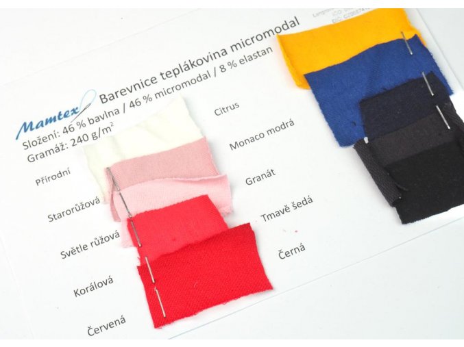 Vzorník teplákoviny micromodal