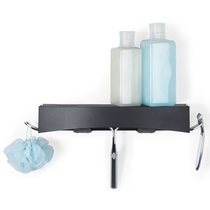 Polička do koupelny černá, bez vrtání, dvě polohy