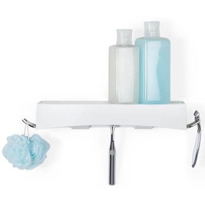 Koupelnová polička Compactor bez vrtání, bílá, dvě polohy