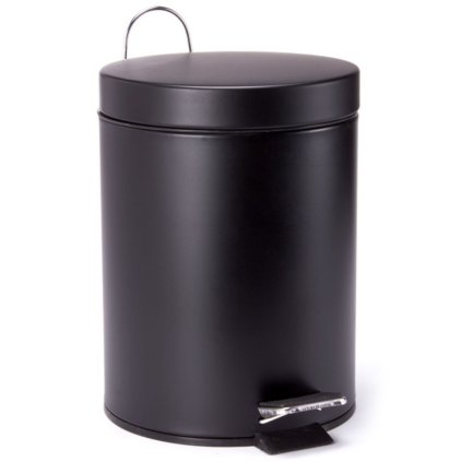 MSV pedálový odpadkový koš UNIS, z černé nerezové oceli, s černým víkem, 5  L