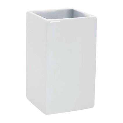 Bílý porcelánový Spirella kelímek na kartáčky QUADRO