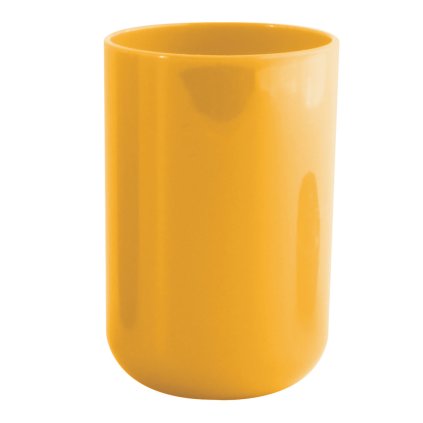 Kelímek na zubní kartáčky, žlutý, plastový
