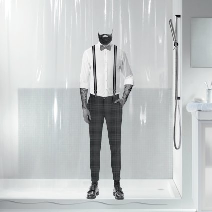 Spirella sprchový závěs DANDY, motiv muž, čirý