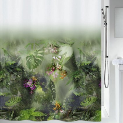 Spirella sprchový závěs JUNGLE, motiv džungle, bílo - zelený