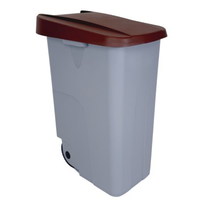 Denox odpadkový koš RECICLO na tříděný odpad 85 L, hnědé víko, koš s kolečky
