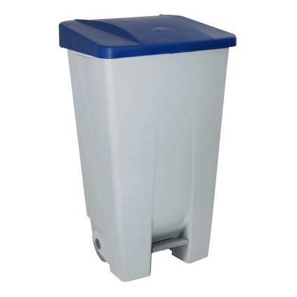Denox nášlapný odpadkový koš na tříděný odpad 120 L, modré víko, s kolečky
