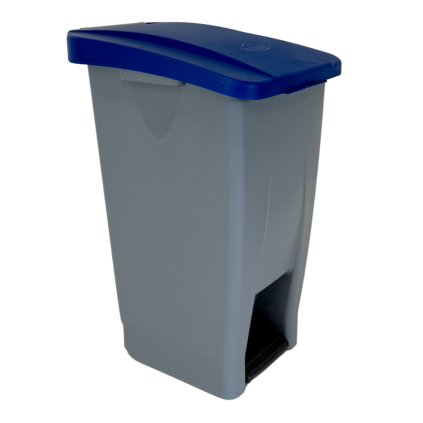 Nášlapný odpadkový koš na tříděný odpad 60 L s modrým víkem GASTRO Denox