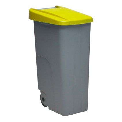 Denox odpadkový koš RECICLO s kolečky na tříděný odpad 110 L, žluté víko