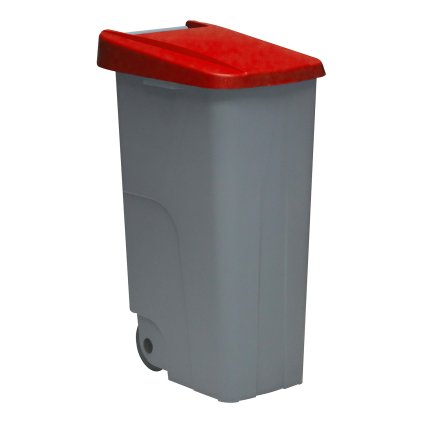 Denox odpadkový koš s kolecky RECICLO na tříděný odpad 110 L, červené víko