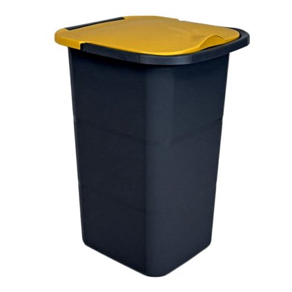 Belli E Forti koš na tříděný odpad PREMI, šedý, plast, žluté víko, 24 L