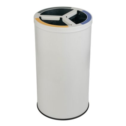 Bílý koš na tříděný odpad STREAM DUO s vnitřní kovovou nádobou 3 x 20 L