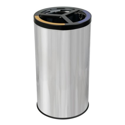 Lesklý koš na tříděný odpad STREAM TRIO s držákem pytlů 3 x 25 L