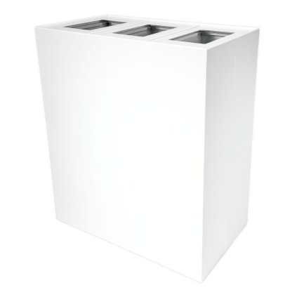 Caimi Brevetti odpadkový koš na tříděný odpad MAXIMO, 3 x 50 L, bílá ocel