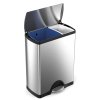 Koš na tříděný odpad s dvěma nádobami, 30/16l, matná ocel, simplehuman