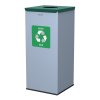 Koš na tříděný odpad Eko Square 60 l, zelené víko - sklo, lakovaná ocel, šedá