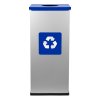 Koš na tříděný odpad Eko Square 90 l, modré víko lakovaná ocel přední strana