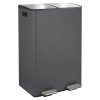 Spirella pedálový koš na tříděný odpad ALIYA, matná šedá ocel, 2 x 30 L