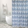 Bílo - modrý sprchový závěs s abstraktním vzorem