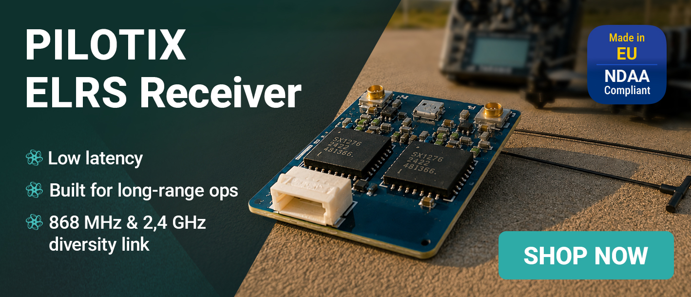Receiver Pilotix ELRS 868M/2.4G Dual band with two T-antennas PNP