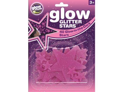 869 glow glitter stars ruzove