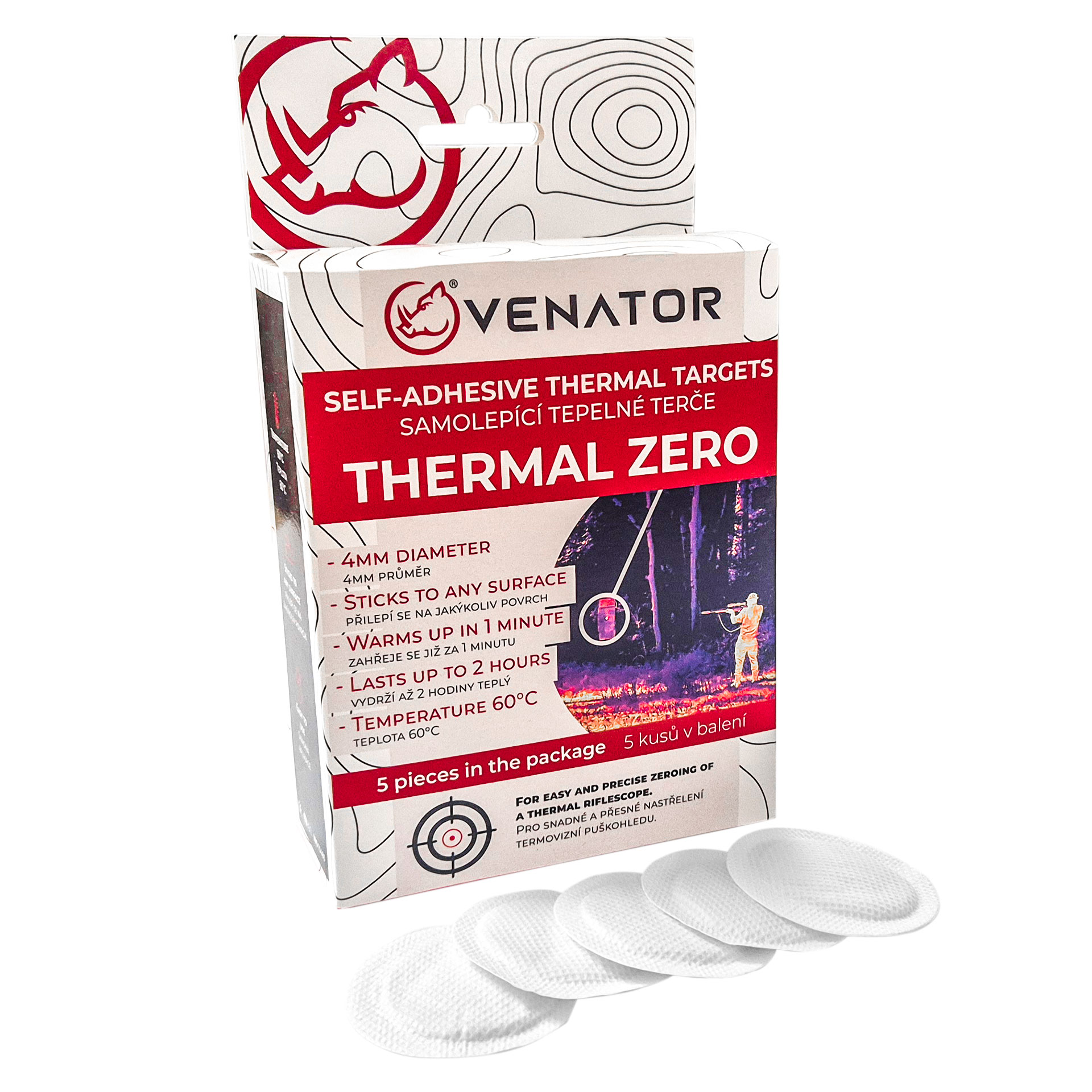 Venator sada samolepících termo terčů / Tepelný terč 5 ks- ThermalZero Pack